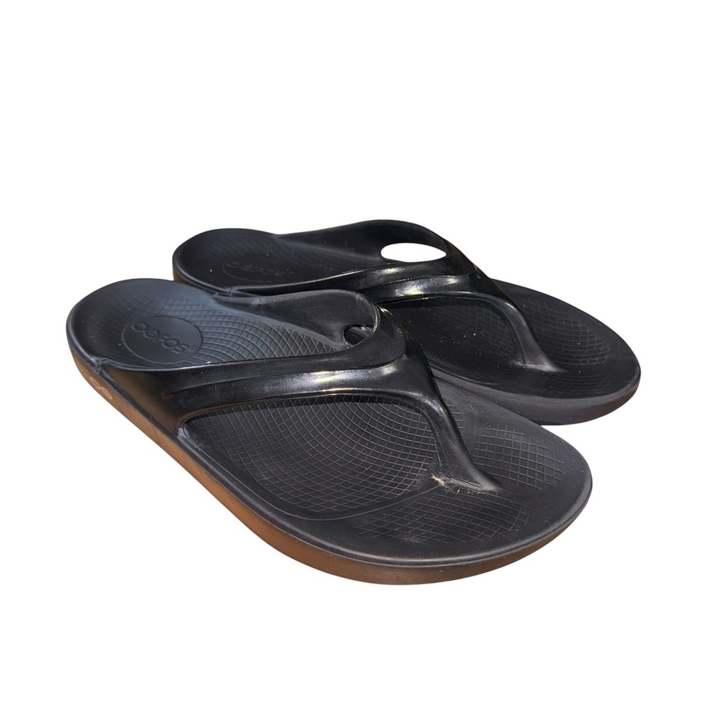OOFOS OOlala Recovery Sandals Womens 10 Pre-Owned Flip Flop Black OOfoam Comfort